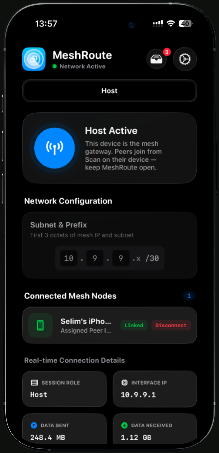 Host the network — become the gateway